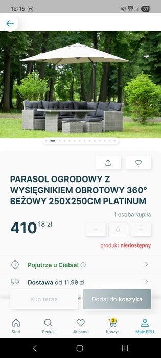 Parasol ogrodowy obrotowy 360 stopni 250x250