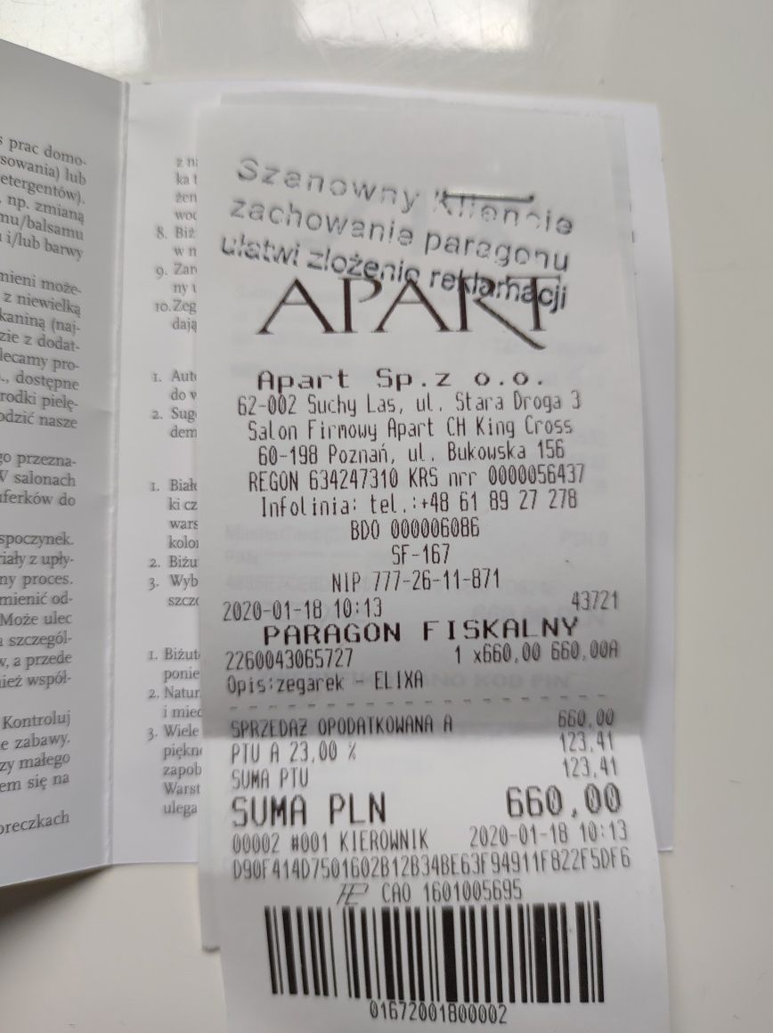 Zegarek Elixa firmy Apart
