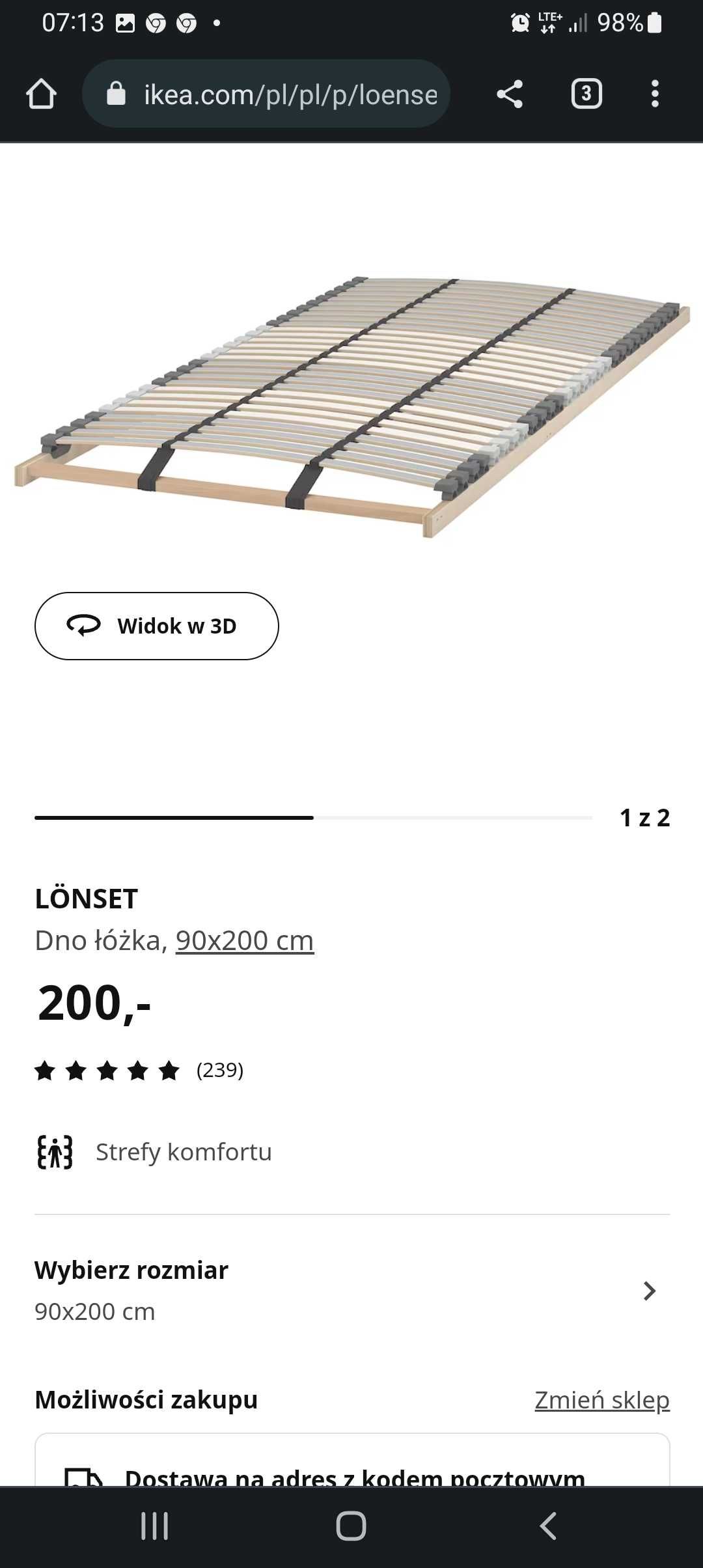 Łóżko Hemnes 90x200 plus stelaż