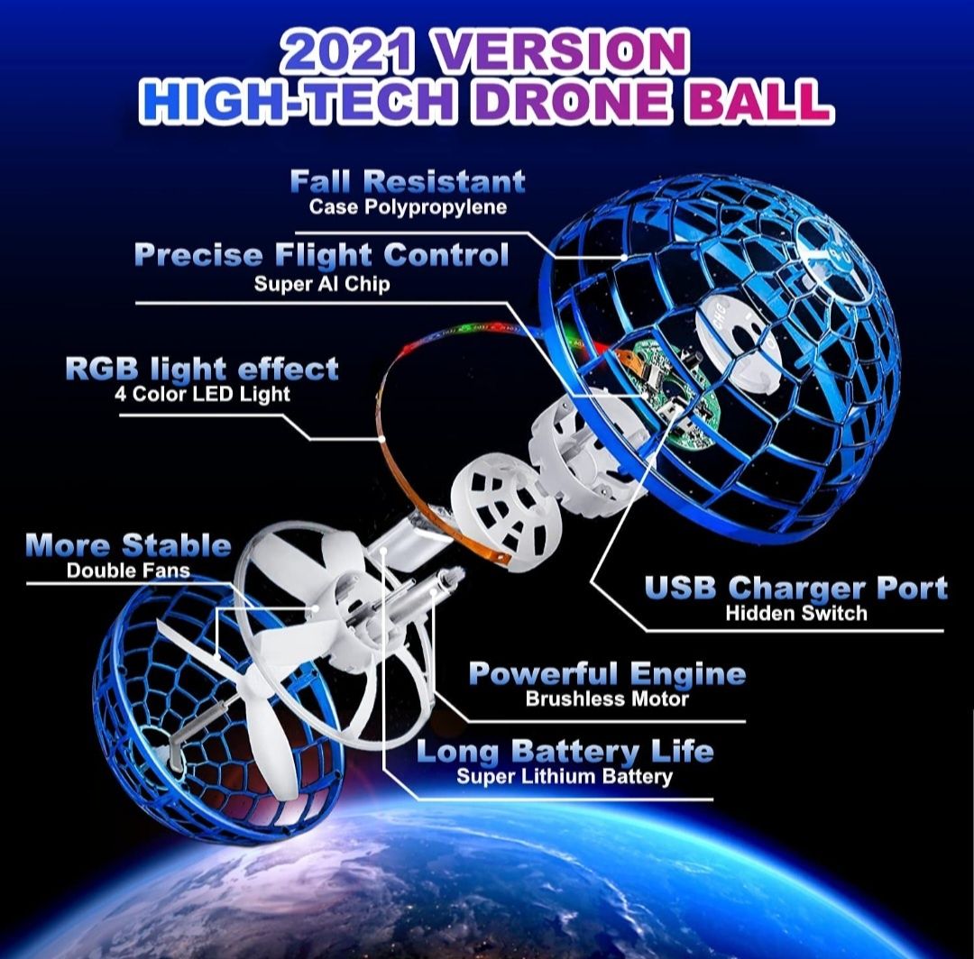 Летающий шар Спиннер Nova-Fly Spinner Drone электрическая игрушка леви