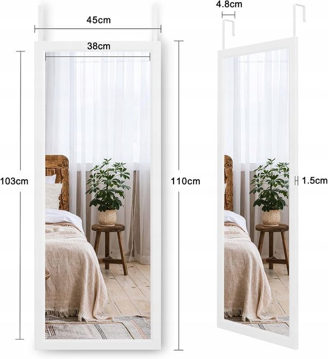 lustro ścienne dripex 45x110 cm, niezniszczalne lustro do garderoby