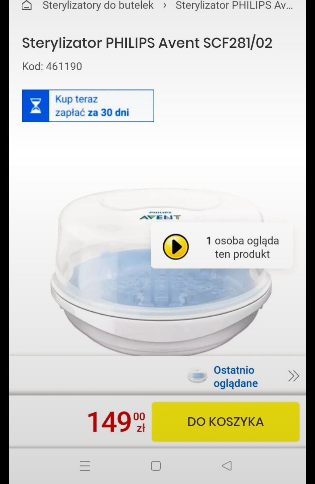 Steliryzator Philips Avent do smoczków i butelek do mikrofali