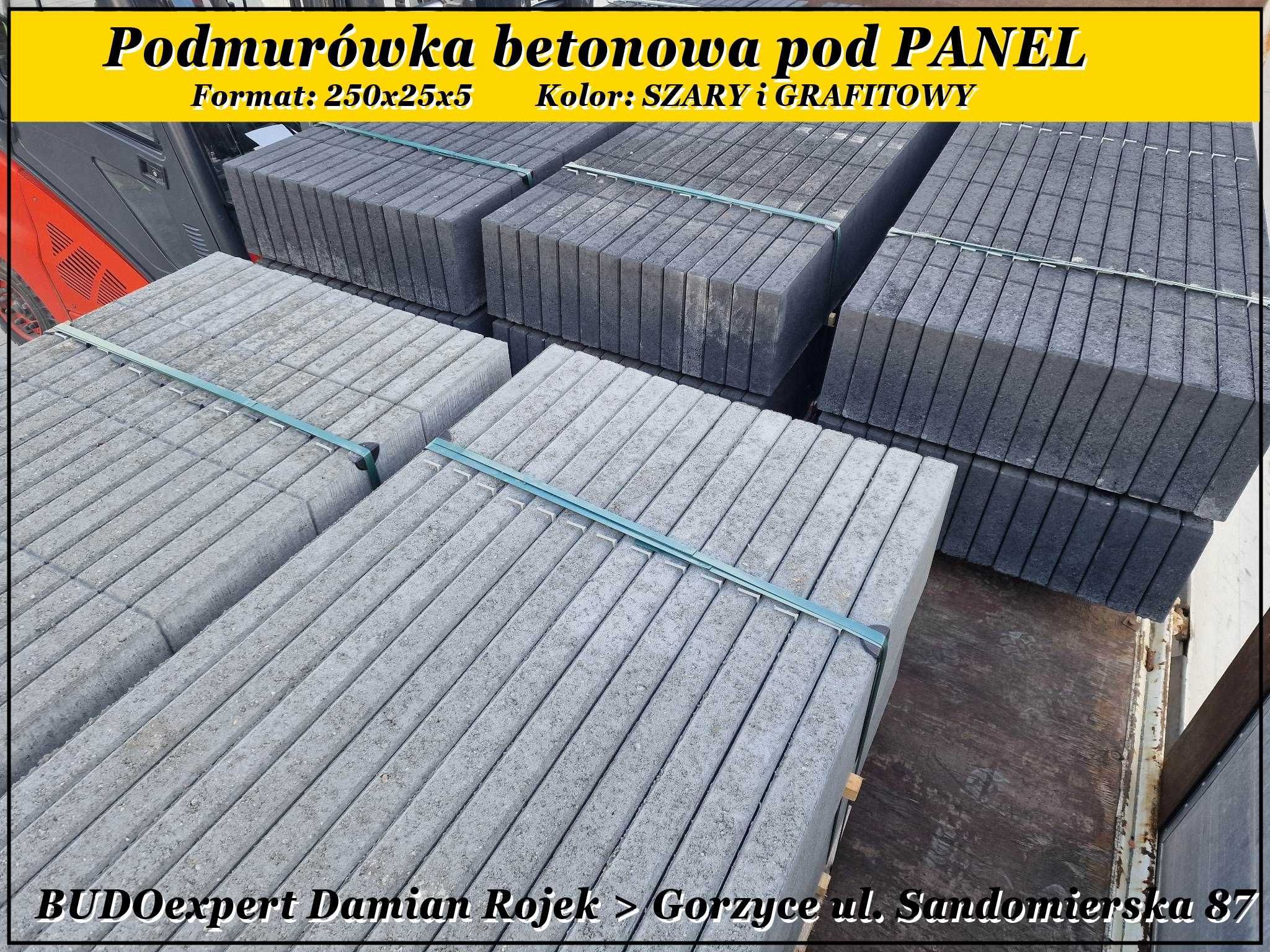 Betonowa podmurówka pod panel 250x25x5 gładka szara deska betonowa