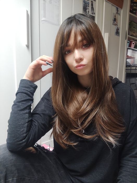 Peruka z grzywką blond brąz WIG ombre cosplay