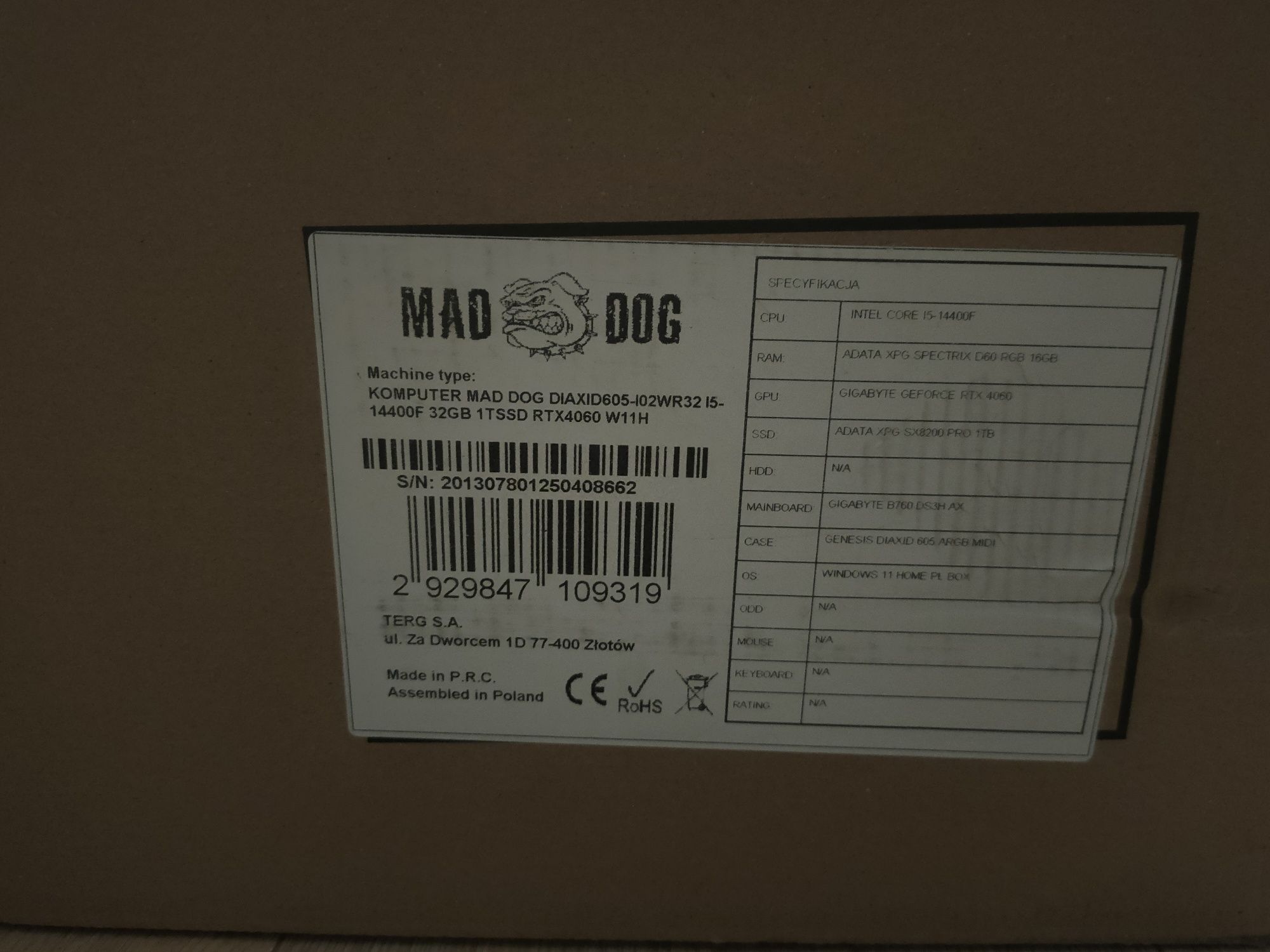 Komputer Mad Dog nowy w kartonie
