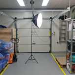 Statyw 220 cm MITOYA FOTO + softbox 70 cm + żarówka E27 25W  pokrowiec