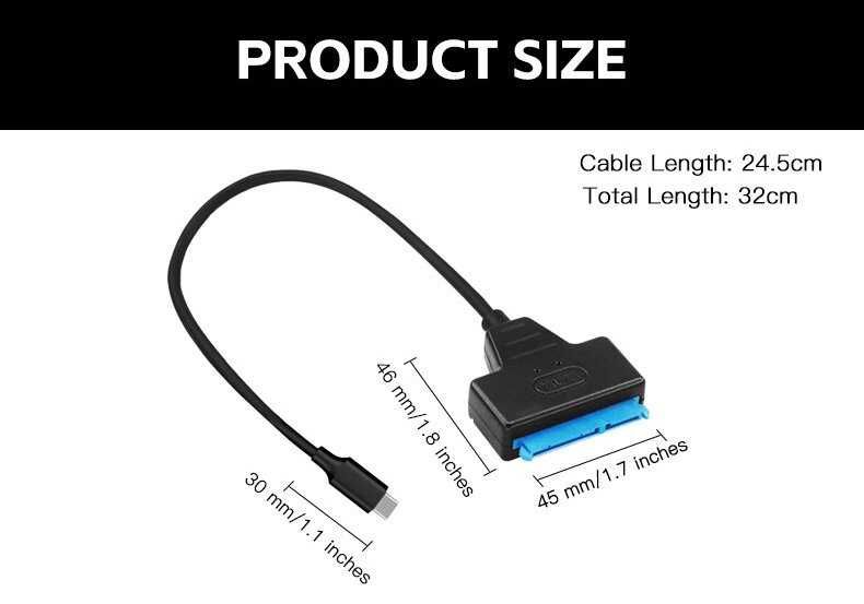 Перехідник USB 3,0 кабель на SATA SSD HDD 2.5" і TYPE C to SATA