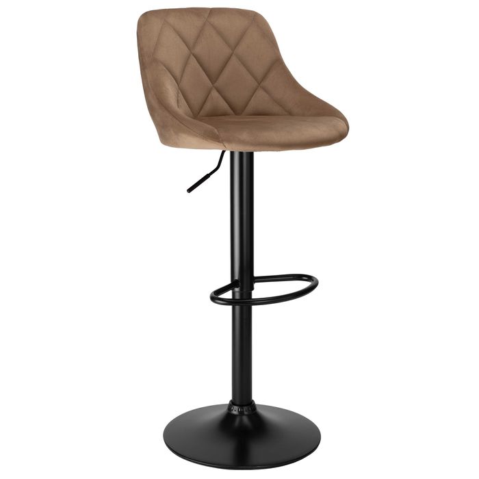 Krzesło barowe CYDRO BLACK welurowe MOKKA VELVET