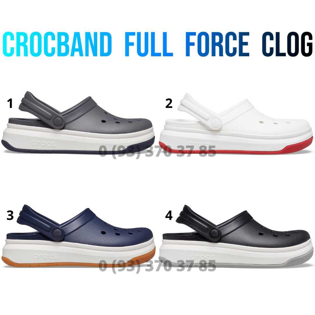 Крокси Жіночі Чоловічі Crocs Crocband Full Force White Білі Чорні Сірі