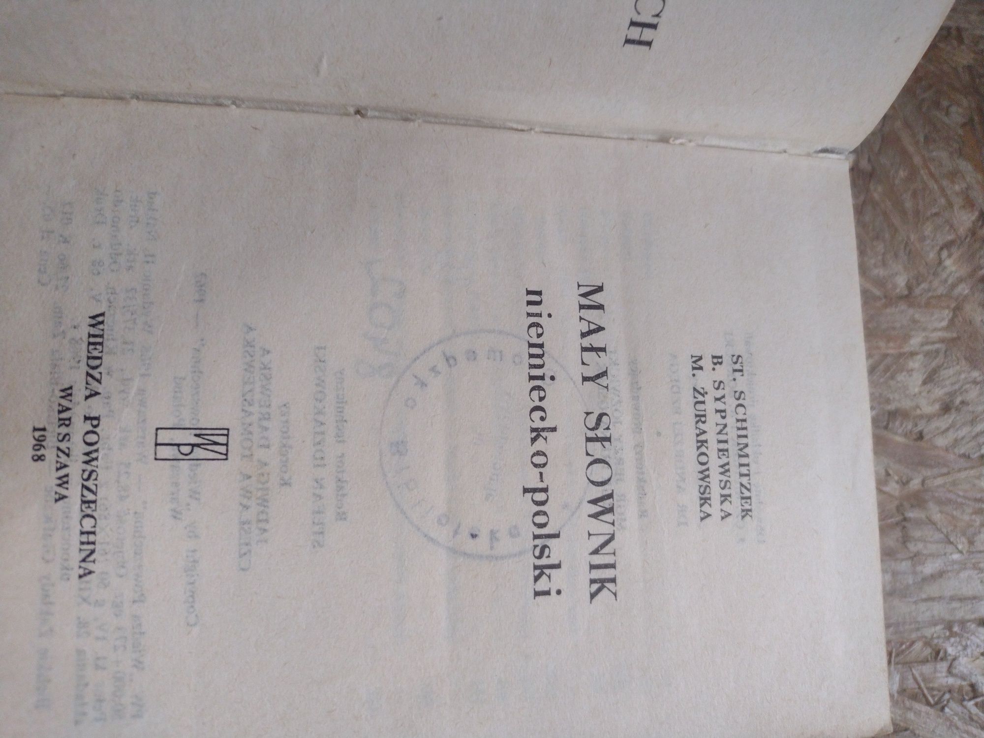 Mały słownik polsko-niemiecki Jan Czochralski dwustronny 1968