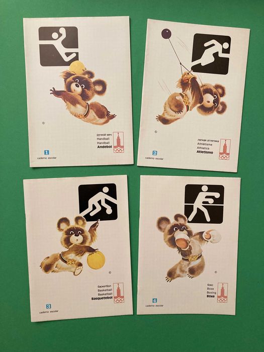 Colecção 16 Cadernos Escolares Jogos Olímpicos de Moscovo 1980 Misha