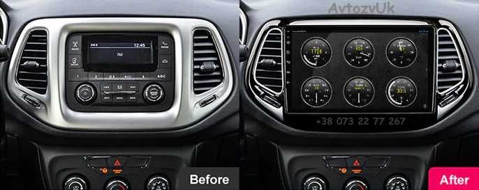Магнитола COMPASS Jeep RENEGADE Компас GPS Tesla CarPlay Android 14