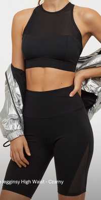 NOWE! HM H&M SPORT bikery legginsy spodenki High Waist rozm. M