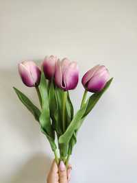Bukiet tulipanów sztuczne kwiaty jak żywe 4 szt. fioletowe