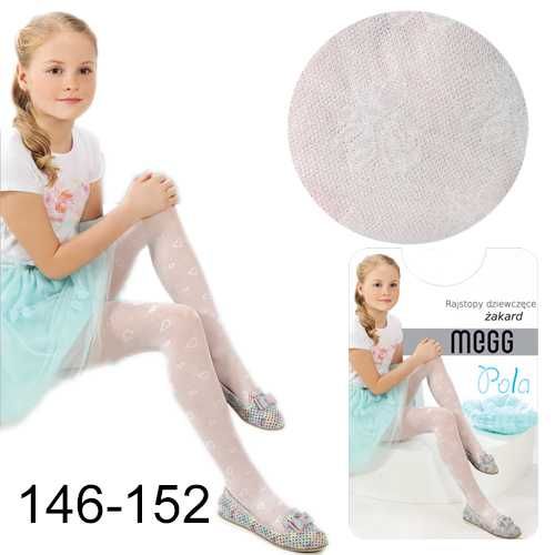 Rajstopy dziewczęce 20 DEN białe KWIATEK/STORCZYK żakard POLA 146-152