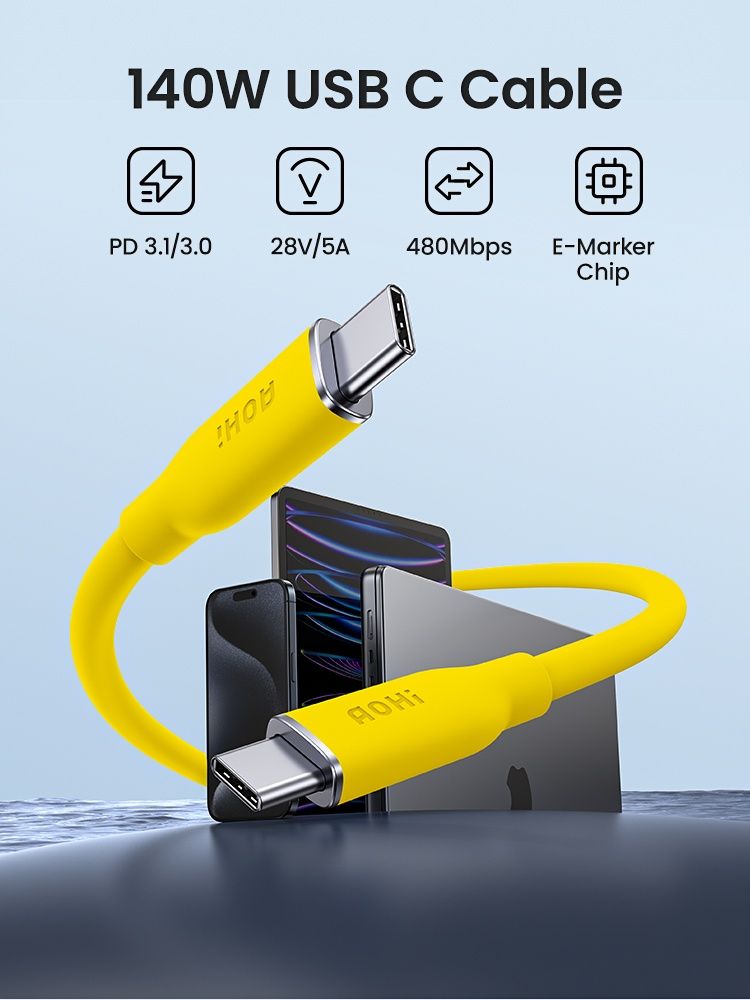 Кабель АОНІ 140 Вт PD 3.1 USB C - USB C