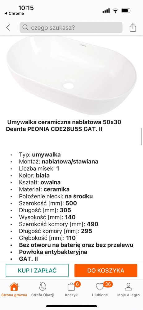 Umywalka nadblatowa Deante