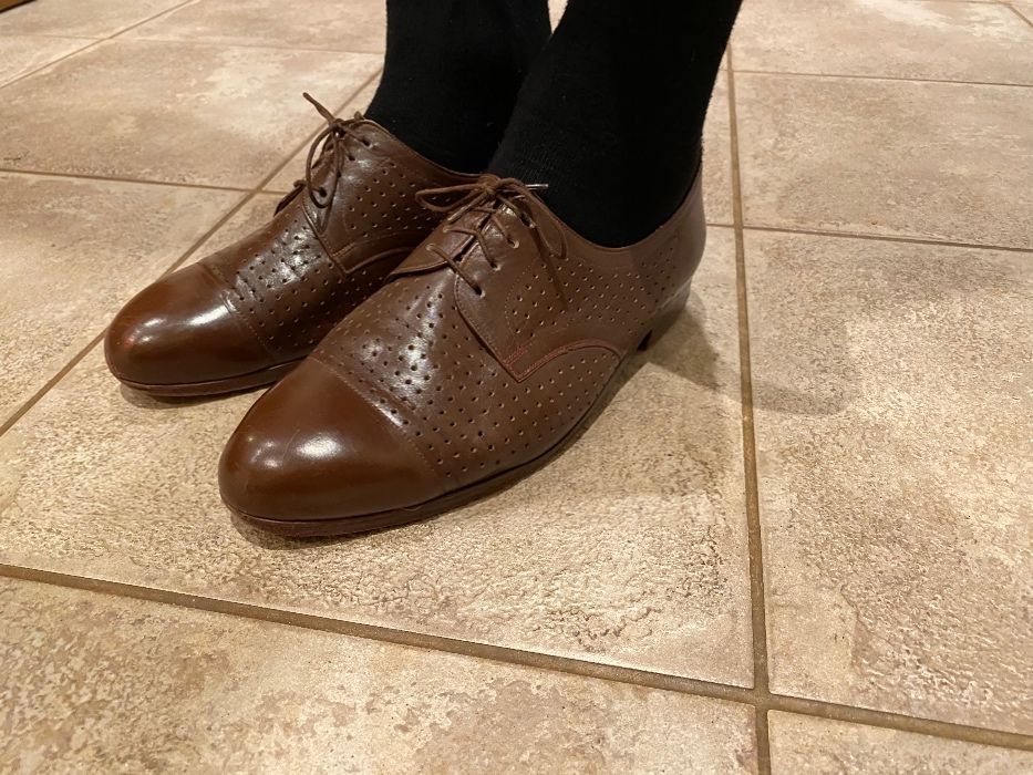 Brązowe buty męskie skórzane półbuty eleganckie venice do garnituru