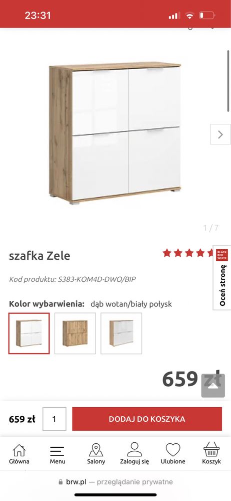 Zestaw meble komoda szafa szafka BRW Zele