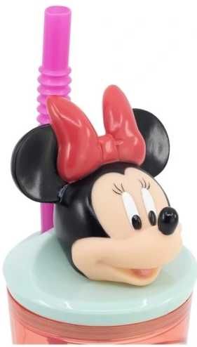 Kubek ze słomką i figurką 3D MYSZKA MINNIE 360ml