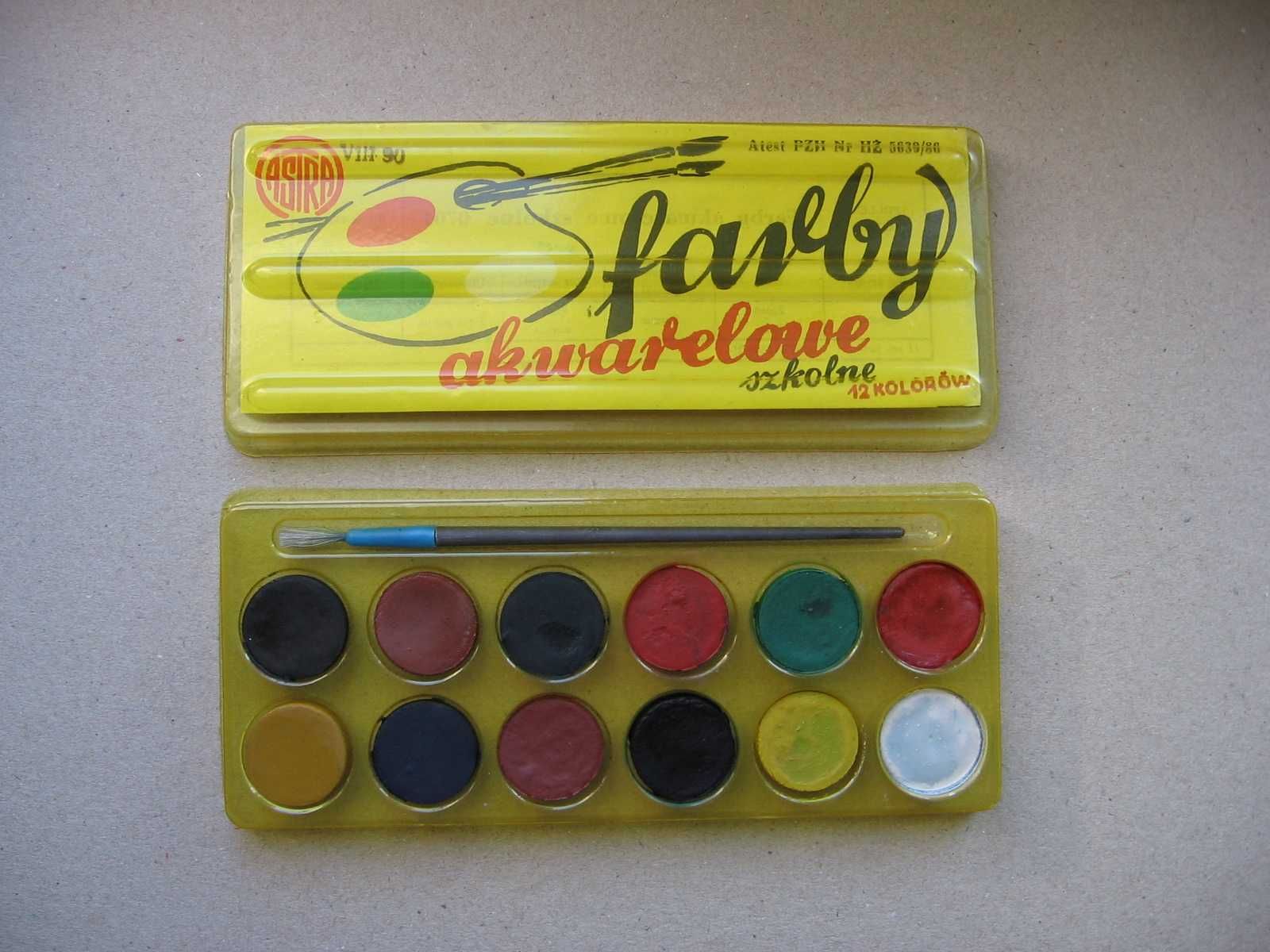 Astra 1990r Farby Akwarelowe szkolne szkoła PRL