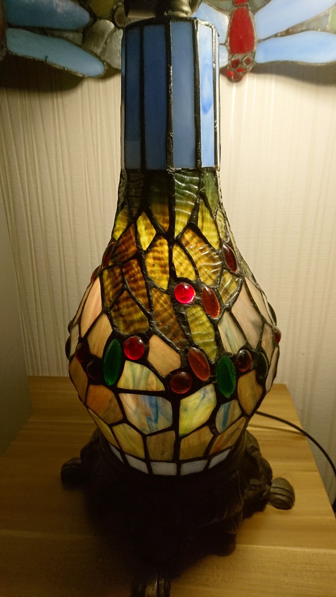 Lampa witrażowa - stojąca - stołowa - Tiffany - ważki -