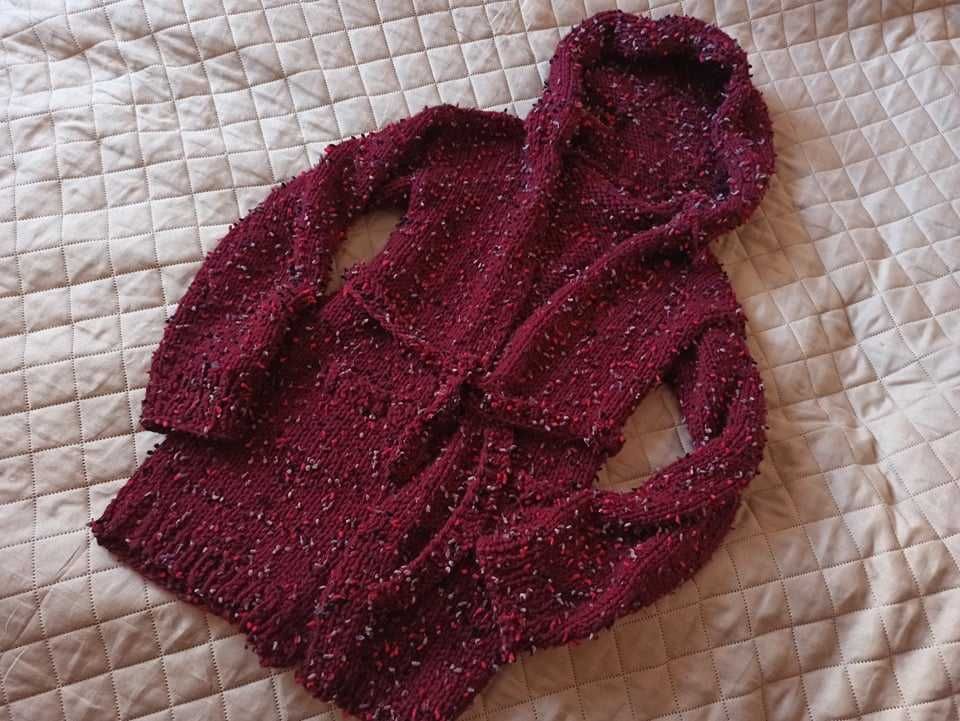 ciepły sweter włóczkowy kardigan z kapturem 36 S 164