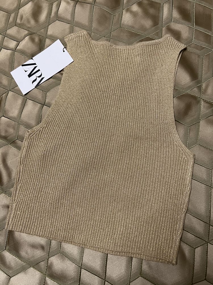 Metallic knit crop top Zara