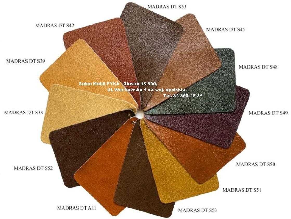 Komplet Stylowy KEVIN 3+2+1 -Skóra Naturalna +Dąb  - Producent PYKA