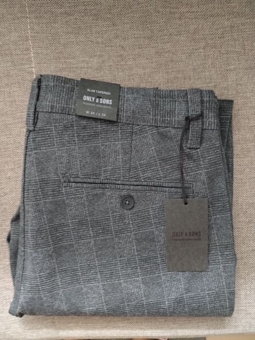 Nowe męskie spodnie Only&sons piękne do wielu stylizacji kratka