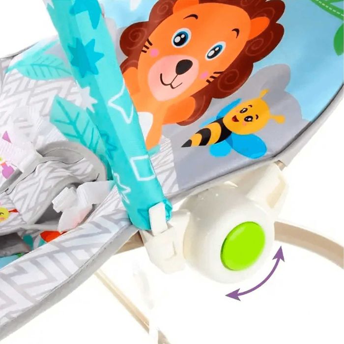 Leżaczek bujaczek dla dzieci niemowląt niebieski grzechotki wibracje