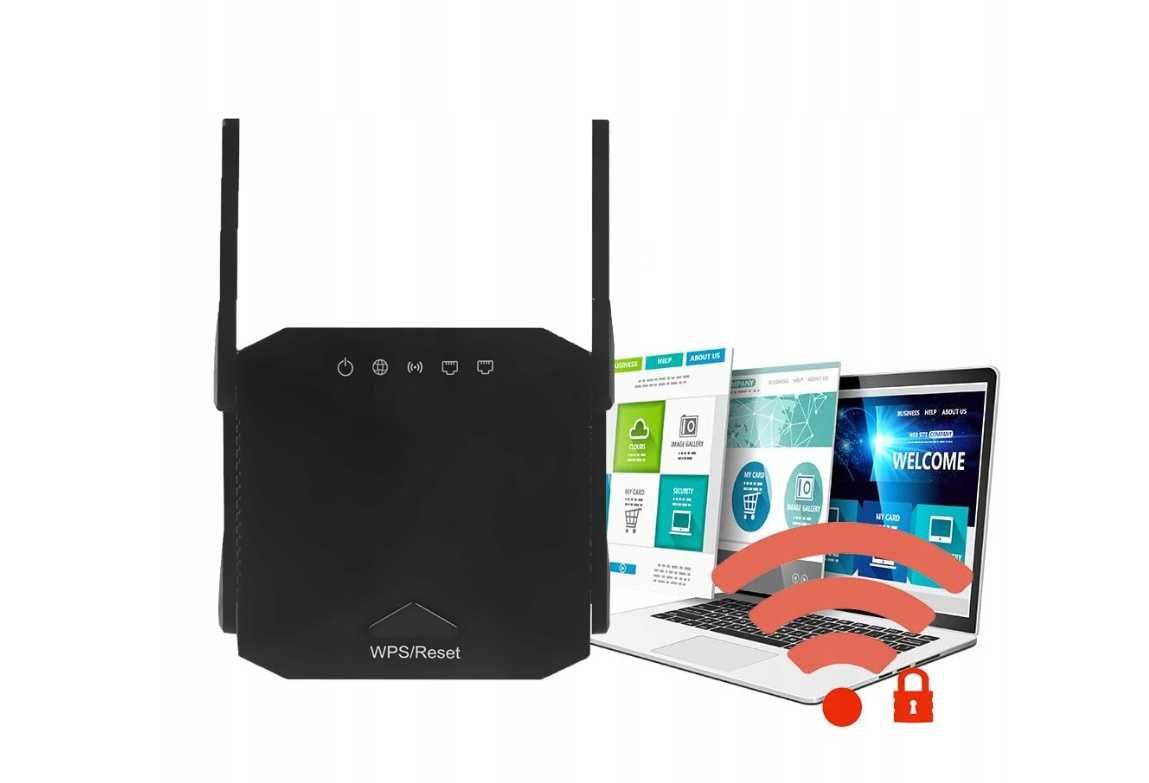 Bezprzewodowy wzmacniacz WiFi 1200Mb/s Czarny