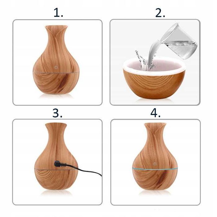 nawilżacz powietrza dyfuzor zapachowy+12xolejki eteryczne aromaterapia