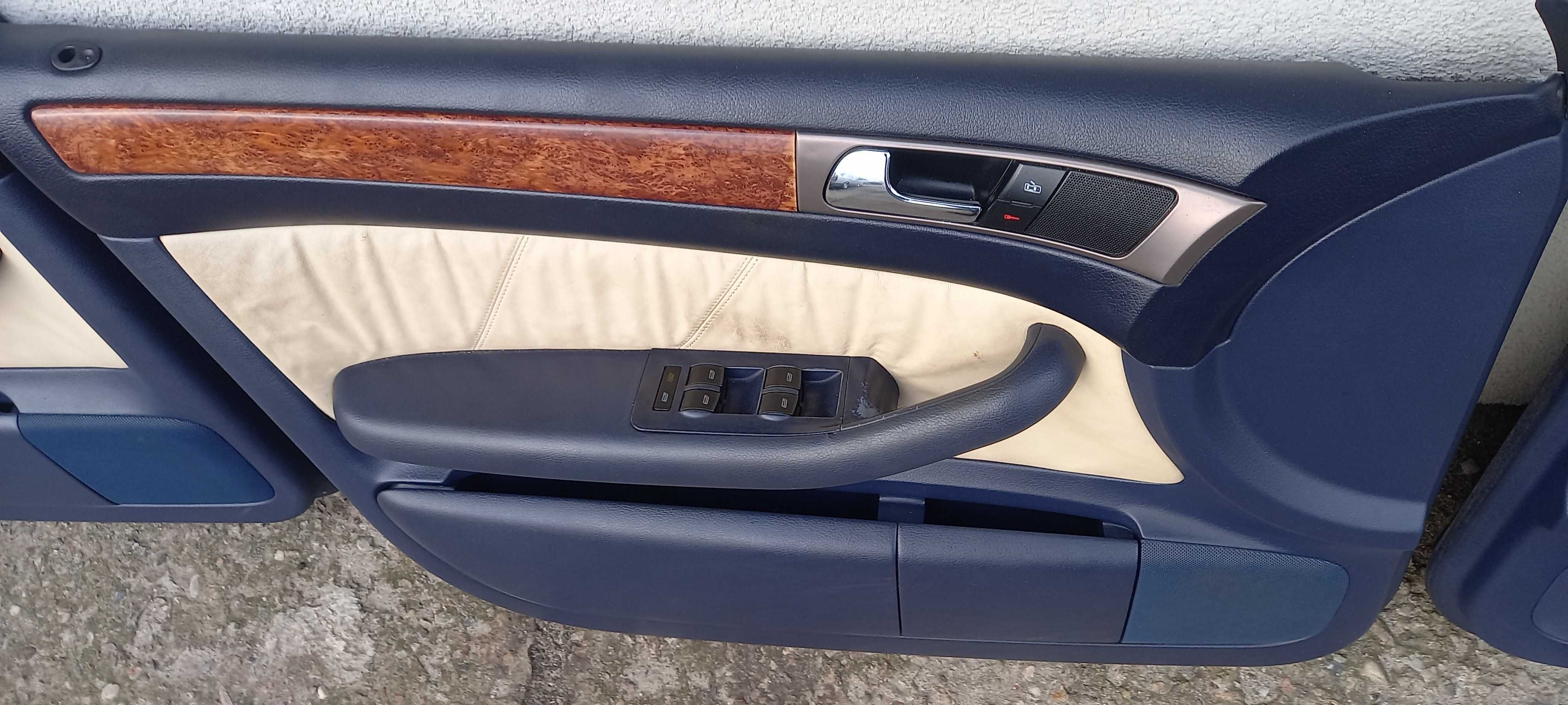 Boczki tapicerka drzwi Audi A6 C5 jasna skóra kpl