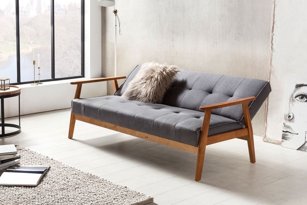 sofa rozkładana skandynawska salesfever 190 cm szara