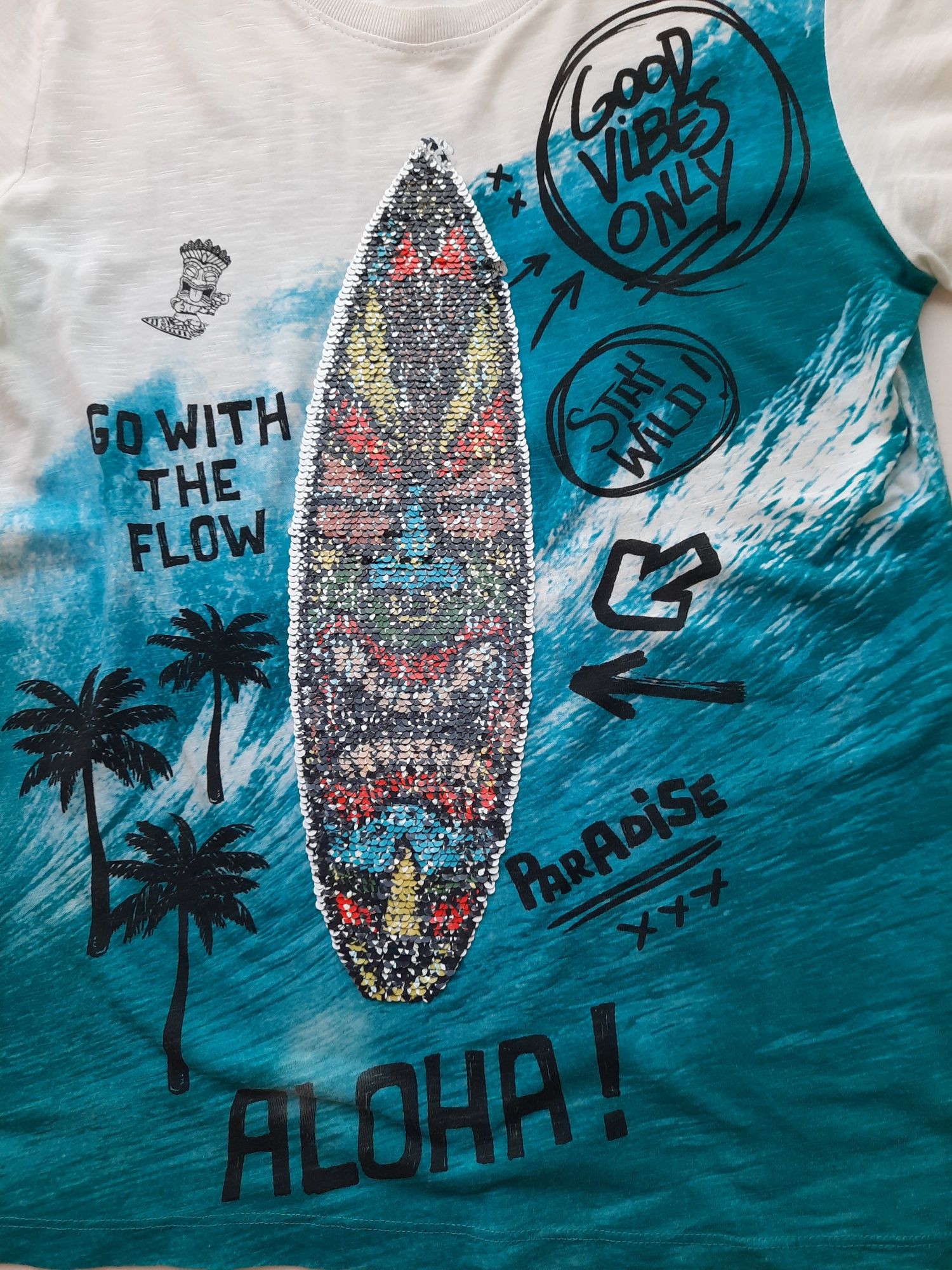 Desigual koszulka 11-12 lat, 146-152 cm surfing cekiny