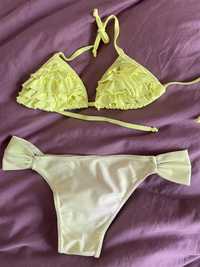 Strój kąpiowy plażowy bikini żółty neonowy S / M elastyczne