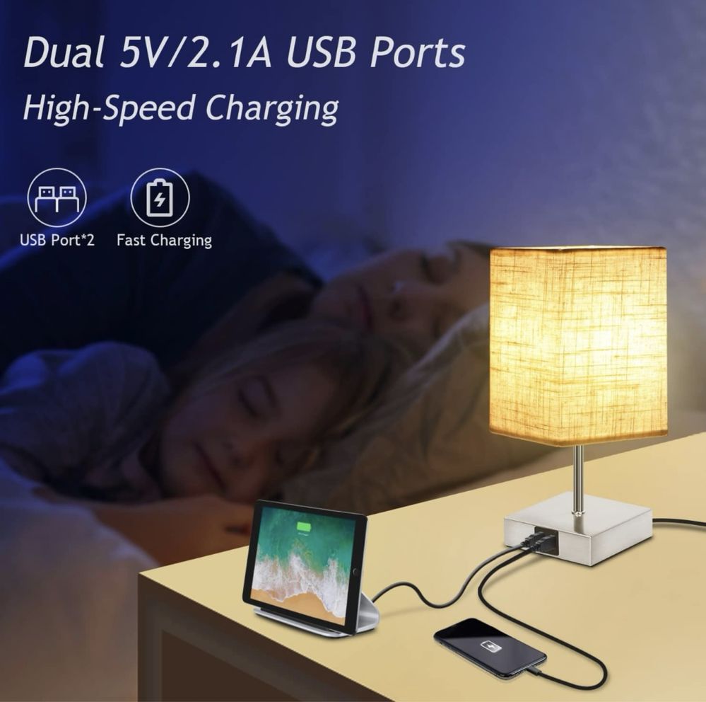 2 Lampki nocne z 2 portami USB