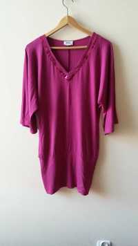 fioletowa sukienka z cekinowym dekoltem bonprix