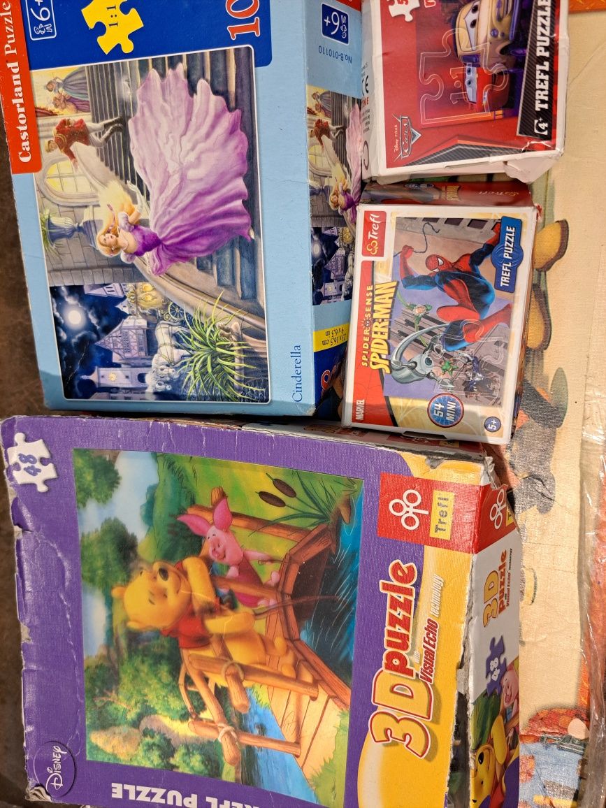 puzzle duży zestaw 14 box kompletów dla dzieci + gra spuzzle