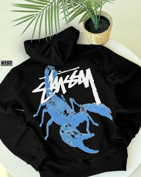Новое Худи Стусси Черное • Худі Stussy Чорне • Зип Кофта • Scorpion
