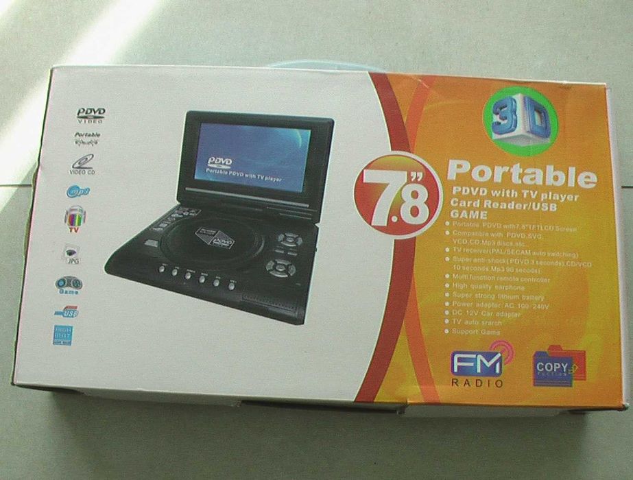 Dvd odtwarzacz przenośny turystyczny 12v z usb monitor