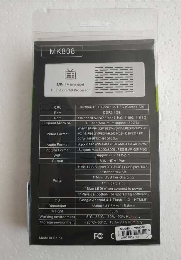 Android gриставка Smart TV Stick MK808c (2/16Gb, AV-out RCA)