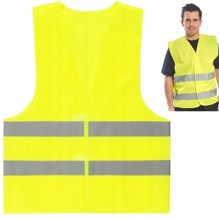 Kamizelka odblaskowa ostrzegawcza XL żółta rzepy samochodowa rowerowa