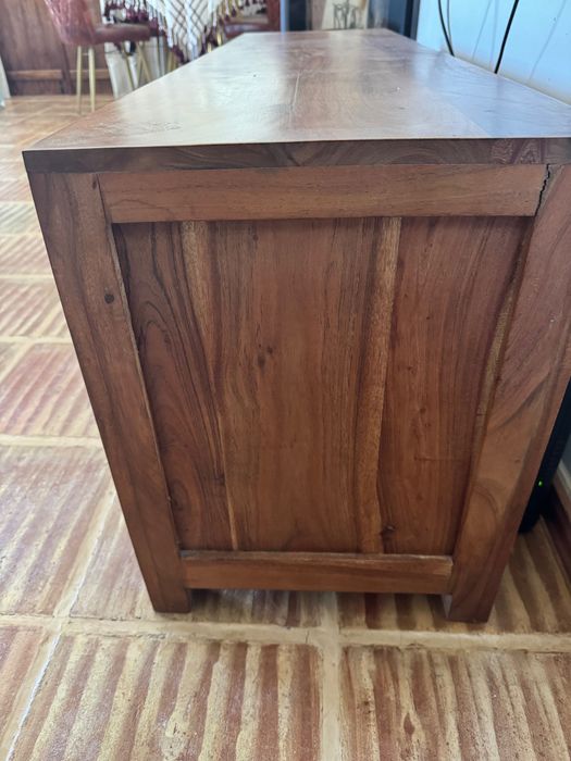 Aparador de TV rústico, madeira, castanho claro, para sala, novo