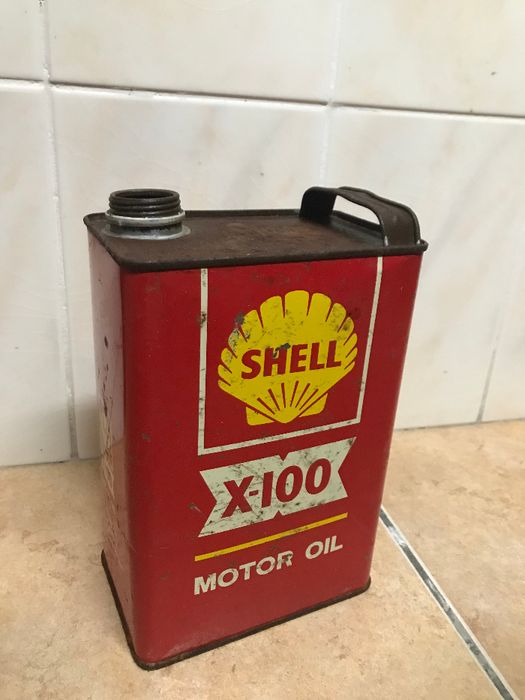 lata vintage de oleo shell x-100