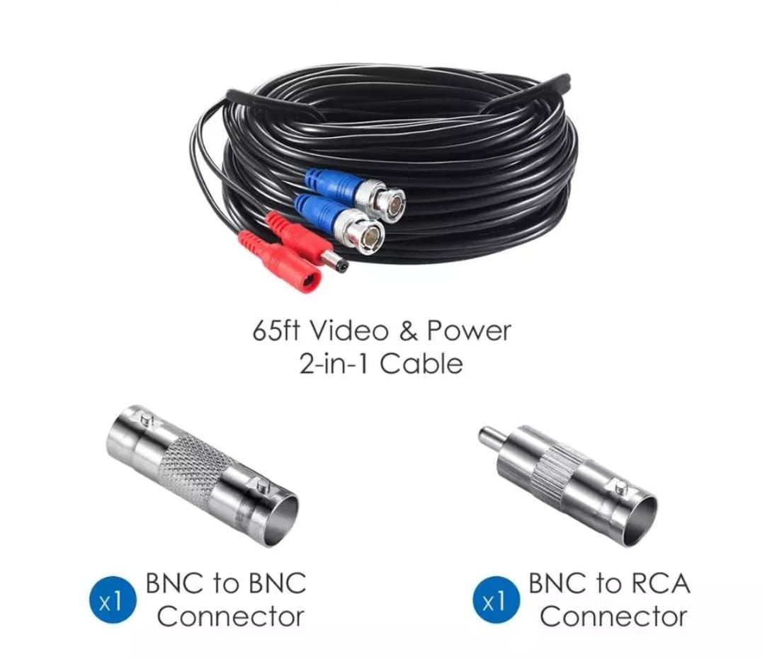 Cabo de vídeo BNC Coaxial 18M para câmera CCTV sistema vigilância DVR