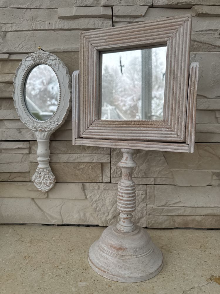 Lustro lusterko Vintage drewno Boho 3 szt
