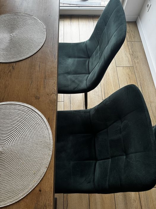 Krzesła welurowe 4szt butelkowa zieleń