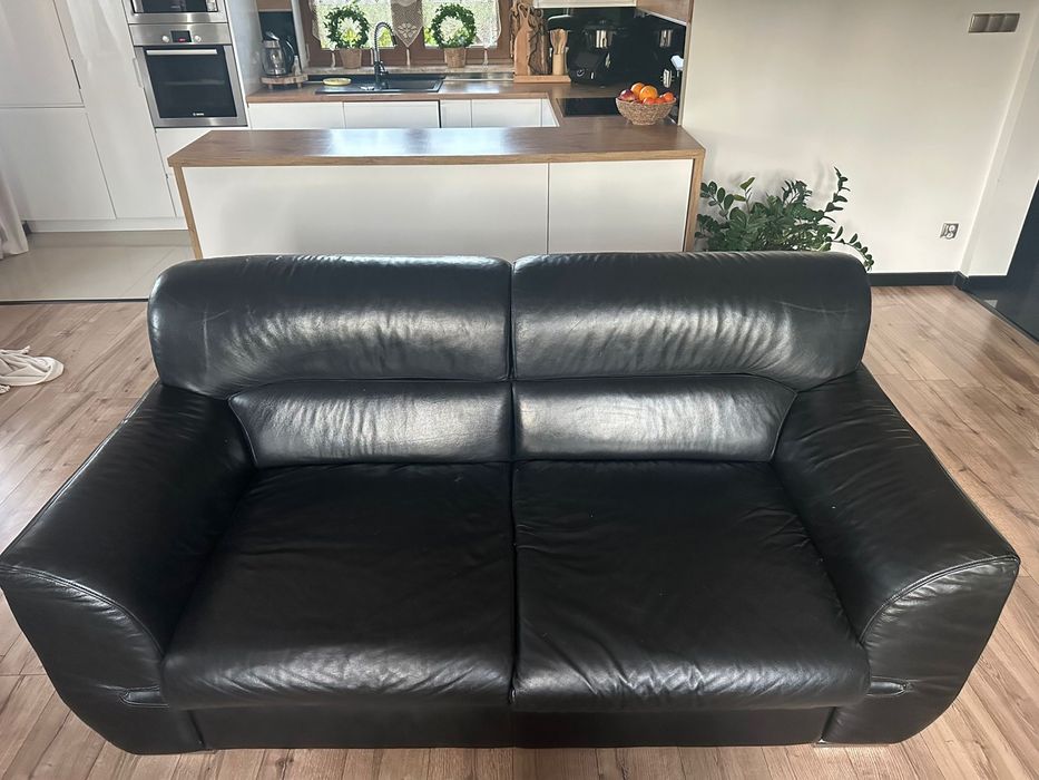 Sofa z dwoma fotalemai, prawdziwa skóra